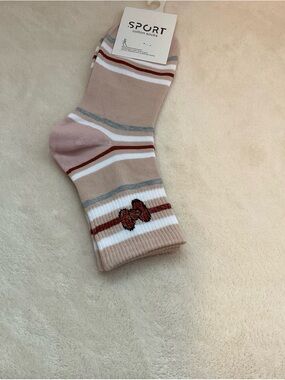 Sporto Beige Striped Cotton Socks